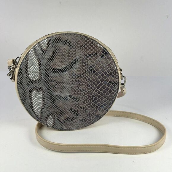 Urban Outfitters Crossbody Mini Bag Beige Snakeskin Print Circle Purse Bag - Picture 1 of 9